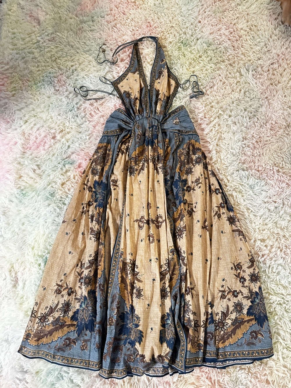 New Zimmermann Ascension Plunge Halter Printed Maxi Dress Multi Floral Size 0 - Picture 7 of 13